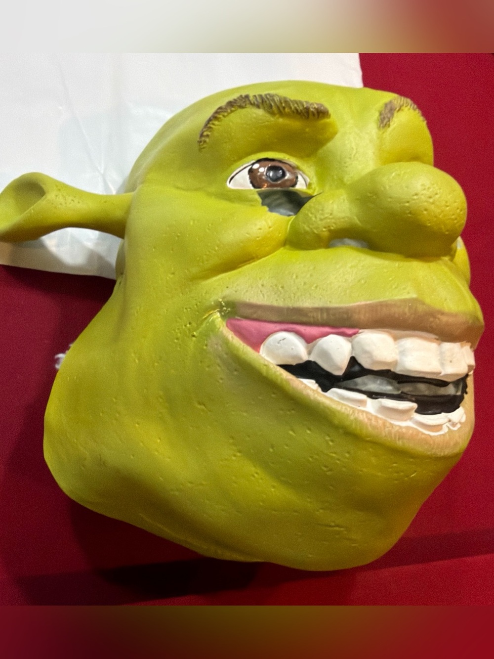 Dreamworks SHREK 2 Green Ogre Face Mask Head Strap White Teeth 2004 Fun Monster - Picture 2 of 15